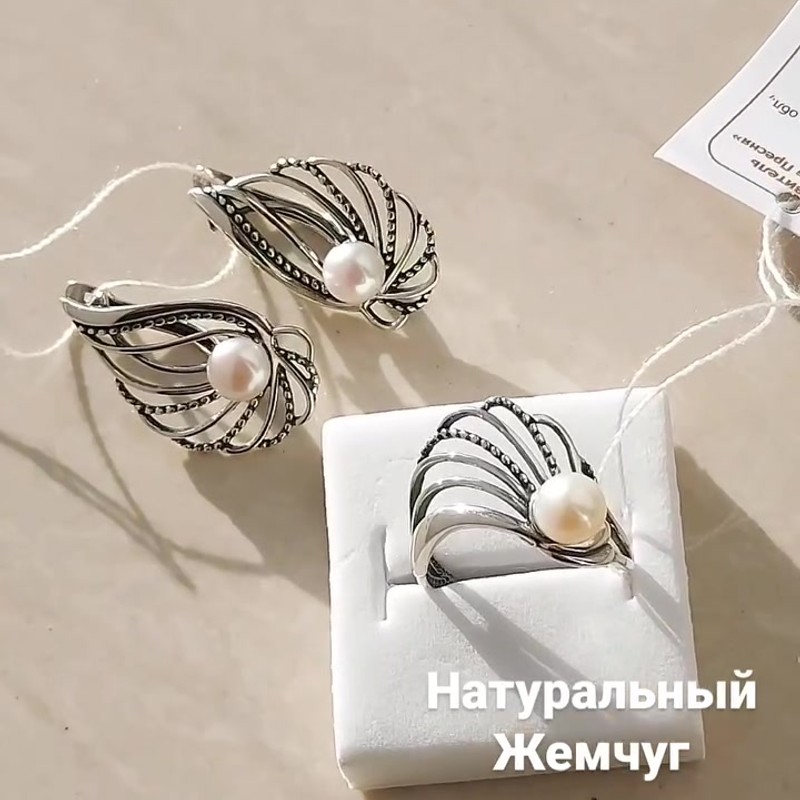 Серебряные серьги с натуральным жемчугом и чернением - Instagram Reel 