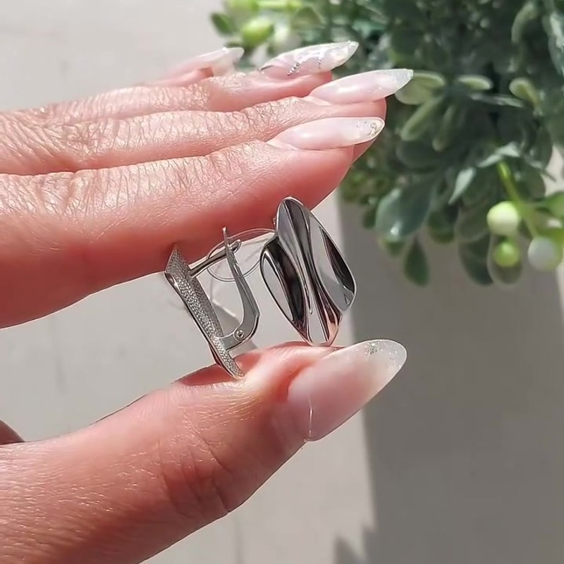 Серебряные серьги без вставок с родиевым покрытием 925 пробы - Instagram Reel 