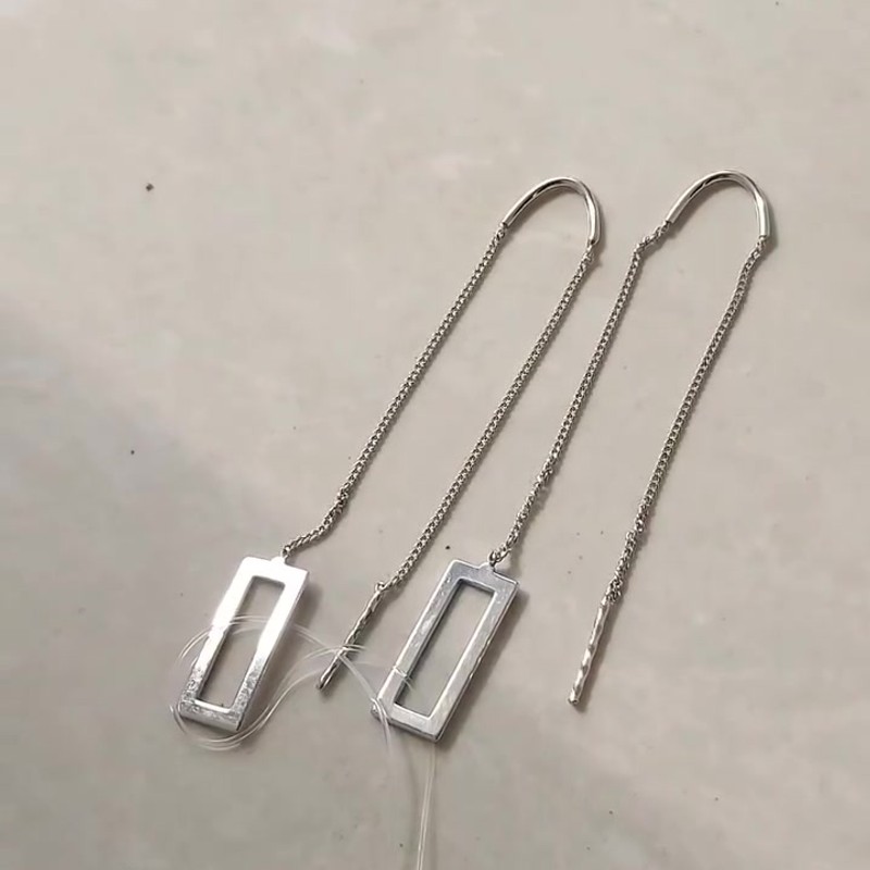 Серебряные серьги-продевки 925 пробы с прямоугольными элементами - Instagram Reel 