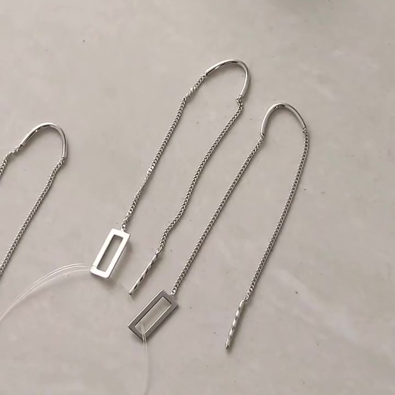 Серебряные серьги-продевки 925 пробы с прямоугольными элементами - Instagram Reel 
