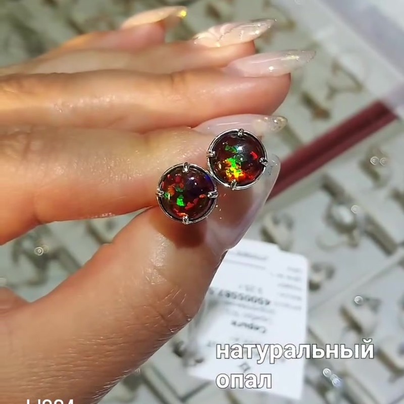 Серебряные серьги с черными опалами 925 пробы - Instagram Reel 