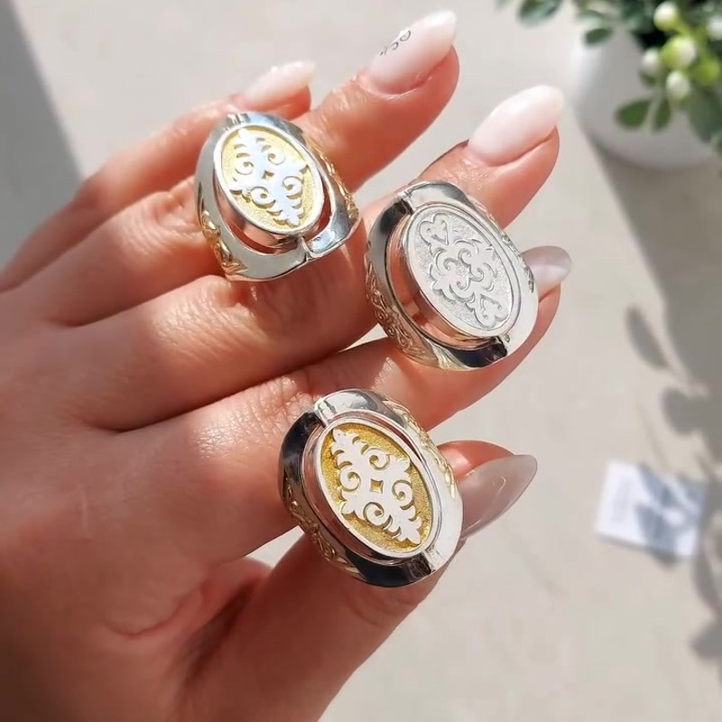 Серебряное кольцо 925 пробы с национальным орнаментом